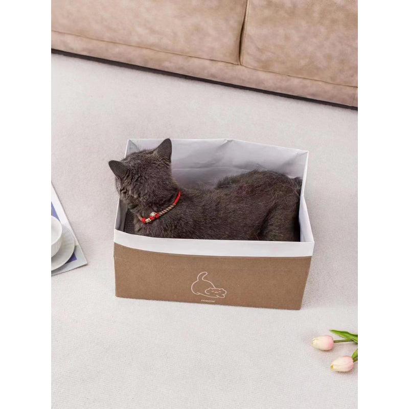 Simple Kraft Paper Bag for Cat with Scratcher Scratch Board Soft Box pet Toy Bed