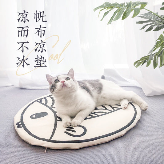 Fish Canvas Pet Sleeping Pad Mat Mattress Cat Dog