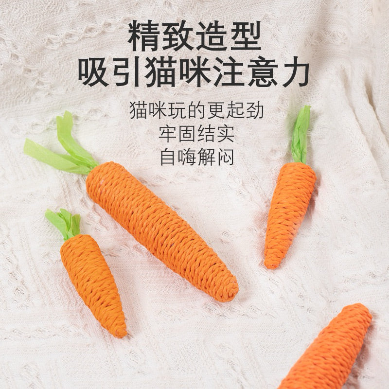 Carrot Cat Bitting Toy Paper Rope Chaser Pet Toy