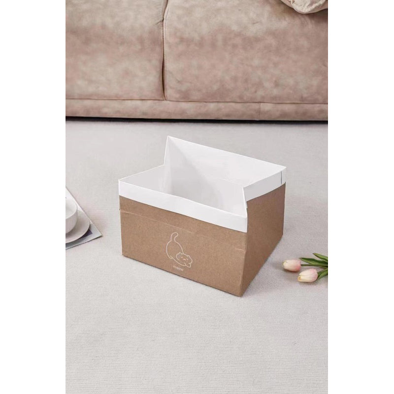 Simple Kraft Paper Bag for Cat with Scratcher Scratch Board Soft Box pet Toy Bed