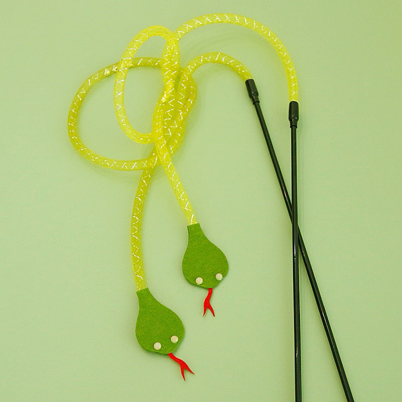 Plastic Tube Nylon Snake Cat Teaser Wand Long Stick Pet Toy