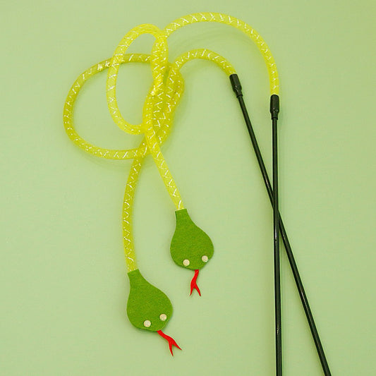 Plastic Tube Nylon Snake Cat Teaser Wand Long Stick Pet Toy