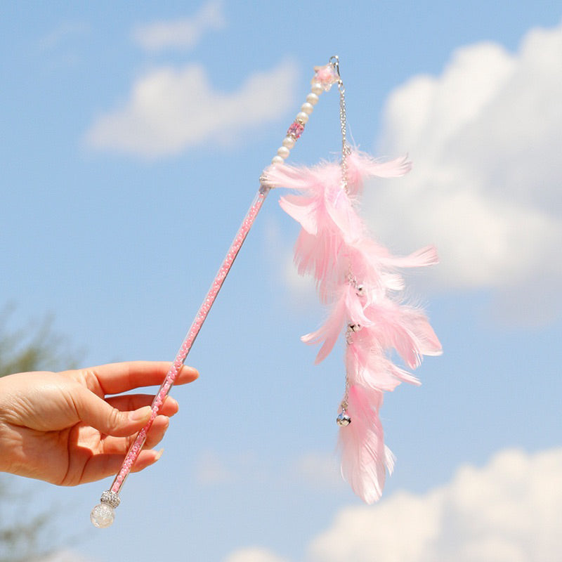 Goose Feather Cat Teaser Pet Toy Fluffy Chaser Wand Stick