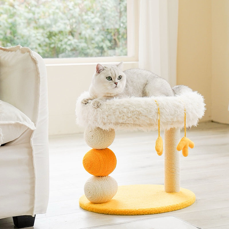 Zeze Chicken Nest Cat Bed Scratcher Post with Teaser Pet Bed