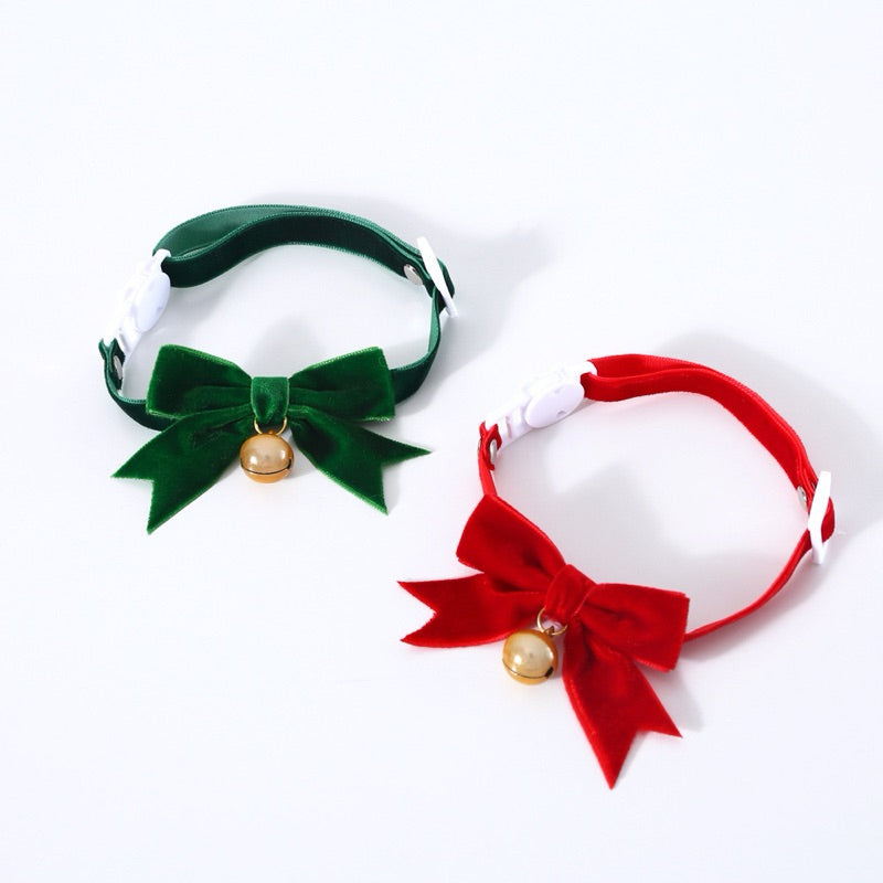 Pawfessor Christmas Collar Bow tie for Pet Cat Dog Velvet 17-33cm