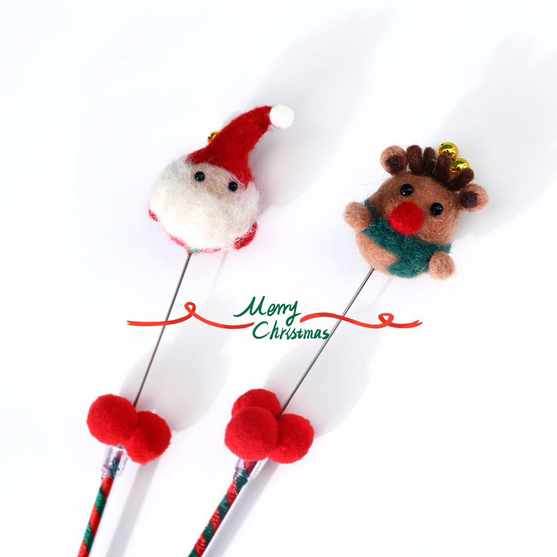 Felt Cat Teaser Christmas Wand Santa Reindeer
