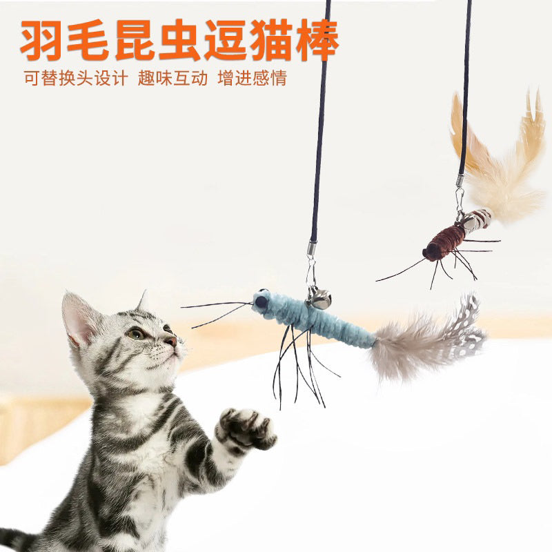 Bug and Elastic Rope Cat Teaser with Bell Wand Stick Chaser