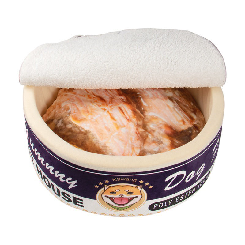 Canned Food Design Pet Bed with Cover Cat Dog Nest Resting Hiding Sleeping Mat Pad House Bed