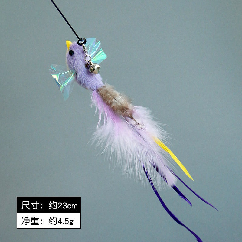 Colorful Bird Cat Teaser Replacement Set Tip Chaser for Kitten