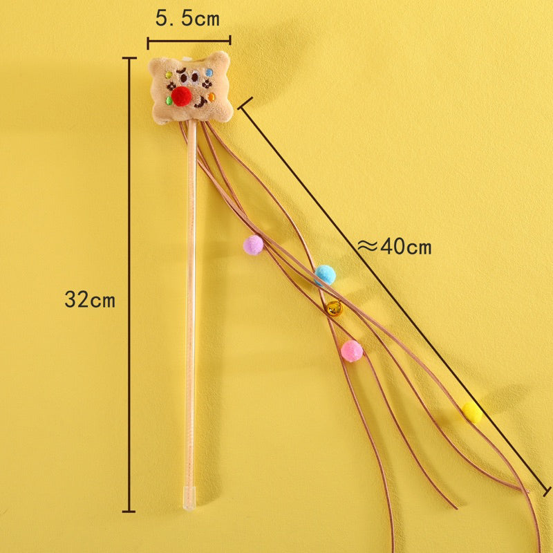 Cheese Cookie Toast Cat Teaser Pet Toy Bitting Chaser Wand Stick