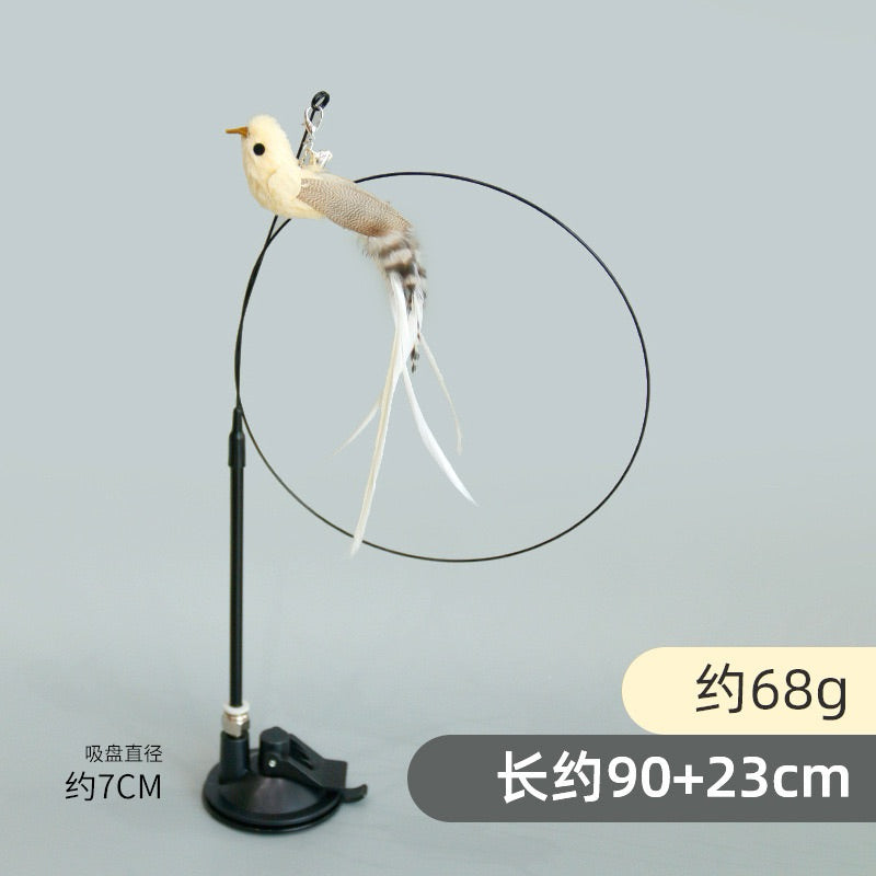 New Cat Teaser Artificial Bird Cat Teaser with Suction Pad