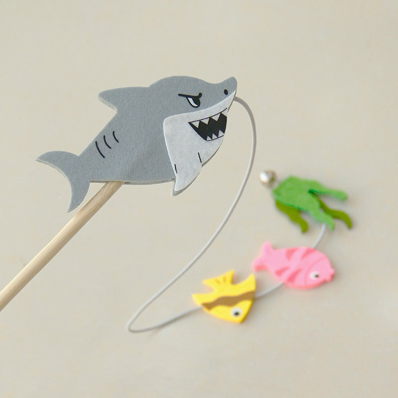 Shark chase Fish Cat Teaser Pet toy Wand Chaser Stick