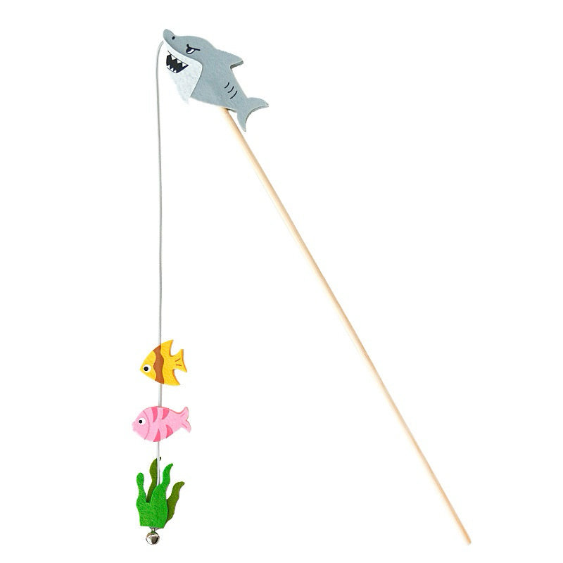 Shark chase Fish Cat Teaser Pet toy Wand Chaser Stick