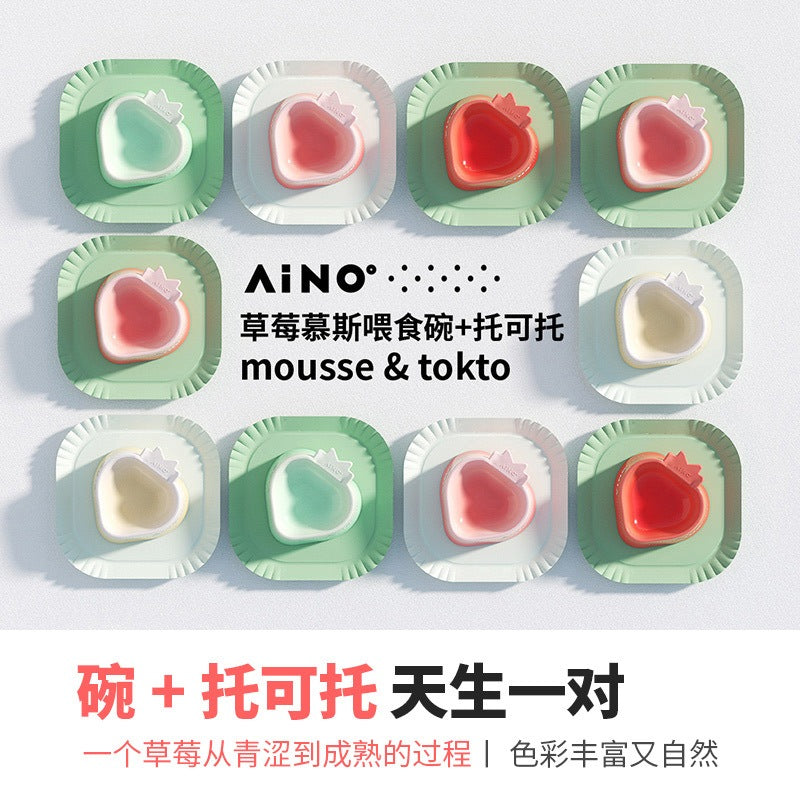 AiNo Strawberry Ceramic Cat Feeding Bowl Dog Pet Eating Tray Feeder