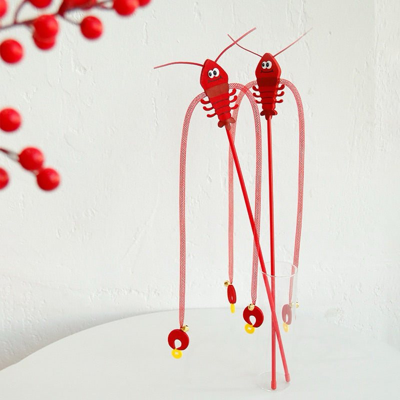 Pawfessor Shrimp has Money Cat teaser for CNY new year Cat Toy Wand Stick Long Pet Chaser