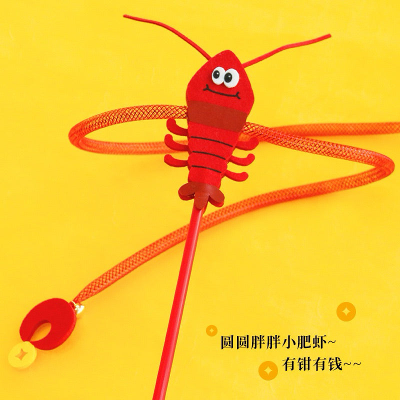 Pawfessor Shrimp has Money Cat teaser for CNY new year Cat Toy Wand Stick Long Pet Chaser