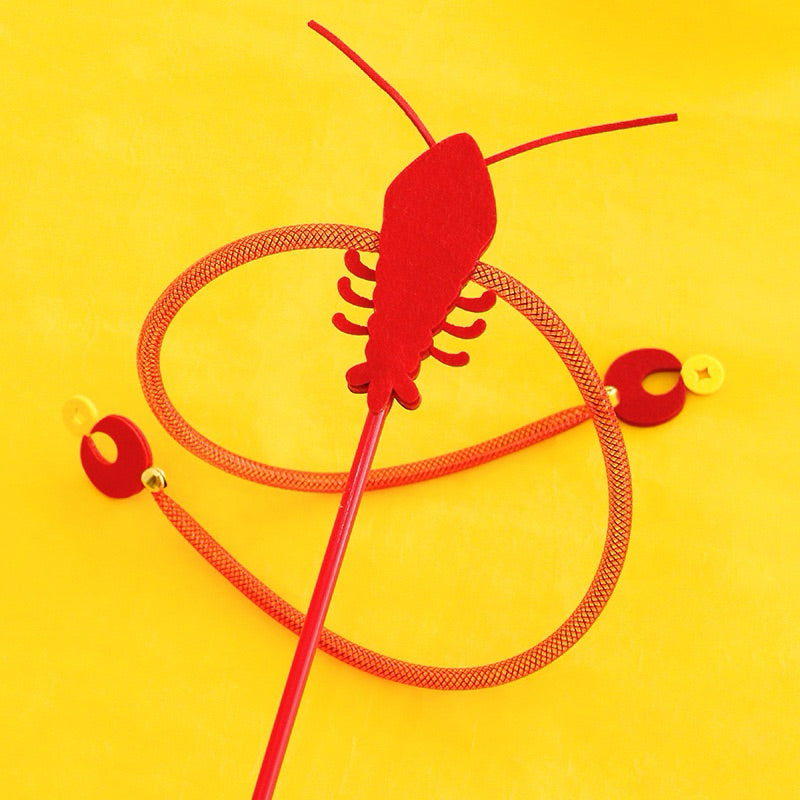 Pawfessor Shrimp has Money Cat teaser for CNY new year Cat Toy Wand Stick Long Pet Chaser