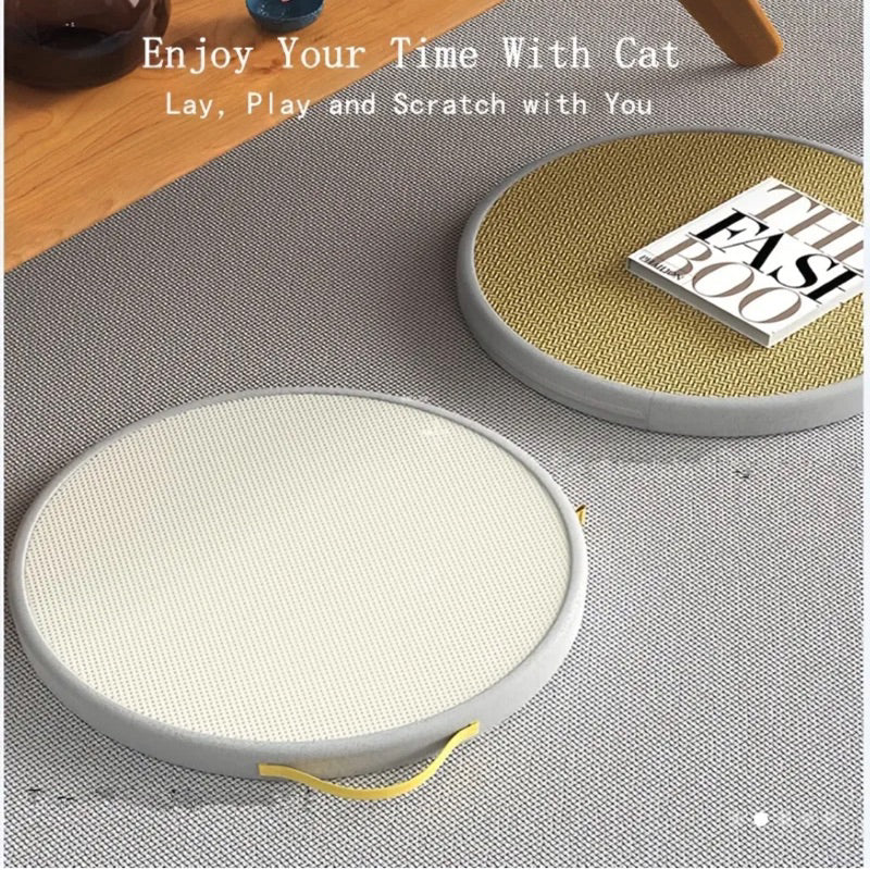 Cat Scratch Pad Rounded Double Sides Natural Kintted Dust-Free Durable For People And Cats Both
