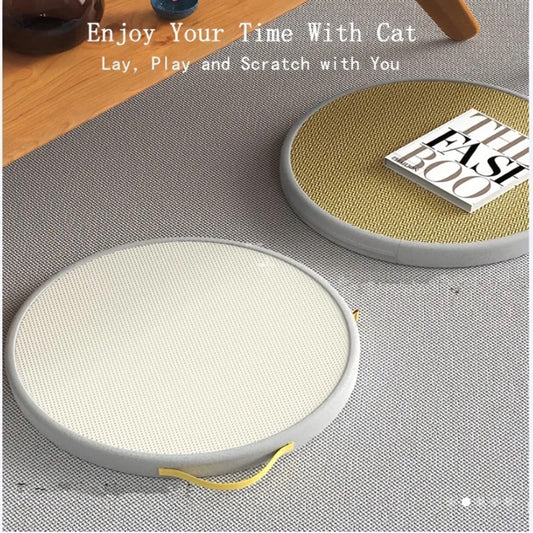 Cat Scratch Pad Rounded Double Sides Natural Kintted Dust-Free Durable For People And Cats Both