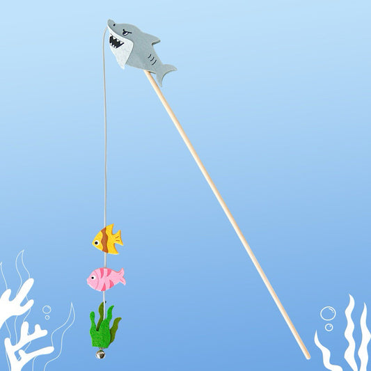 Shark chase Fish Cat Teaser Pet toy Wand Chaser Stick