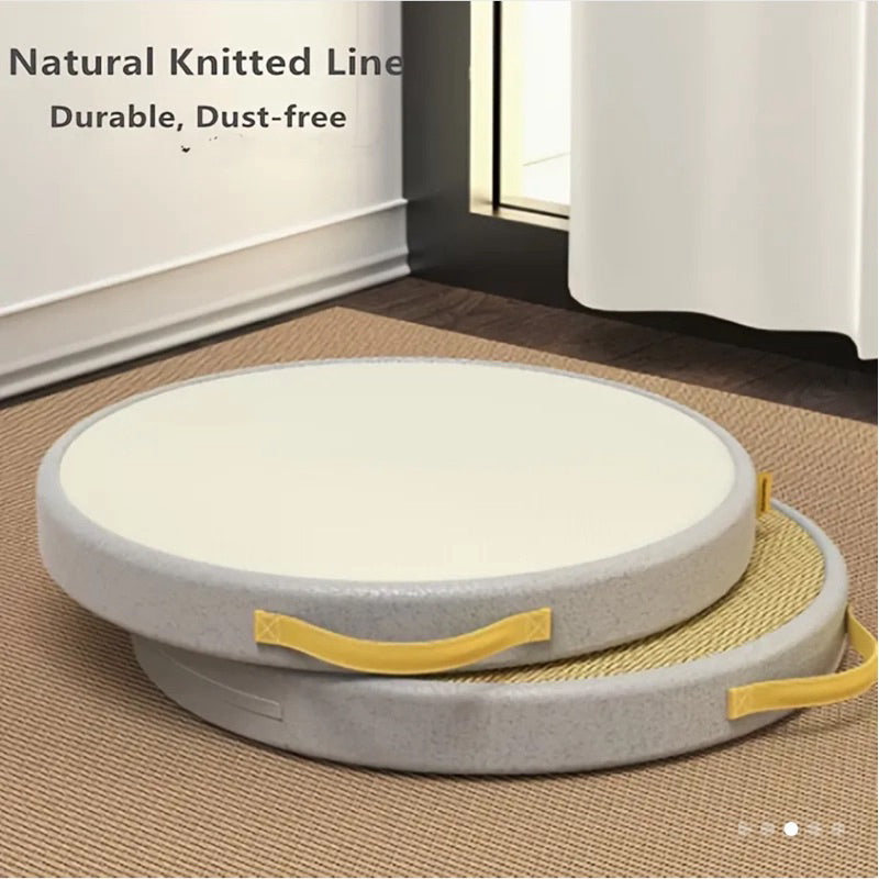 Cat Scratch Pad Rounded Double Sides Natural Kintted Dust-Free Durable For People And Cats Both