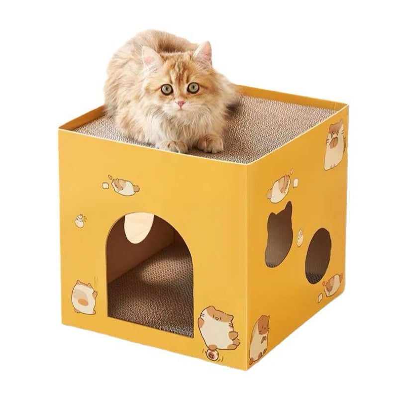 Kitty Cat Box Yellow Double Deck Scratcher House