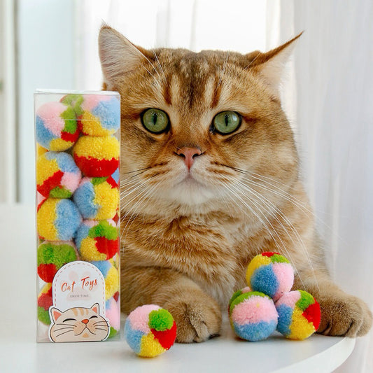 Small Fluffy Ball Cat Toy Chaser Gift Set