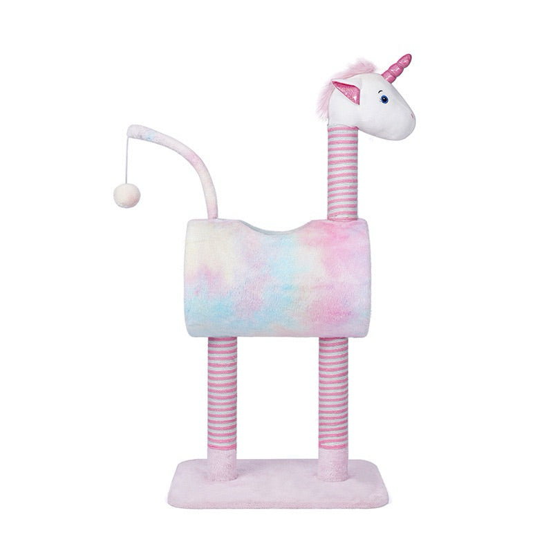 Zeze Giraffe Cat Climber Scratch Post Toy Tunnel Pet Bed