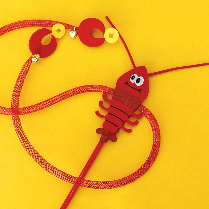 Pawfessor Shrimp has Money Cat teaser for CNY new year Cat Toy Wand Stick Long Pet Chaser