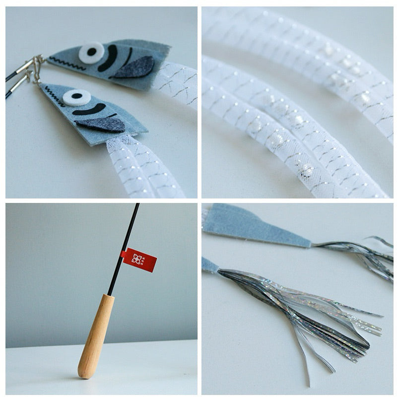 Hairtail Fish Cat Teaser Long Plastic Tube Pet Toy Chaser
