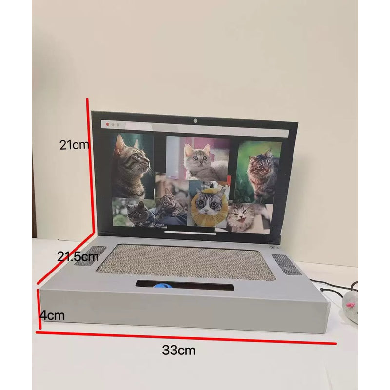 Computer Cat Scratcher w Teaser Mouse Scratching Board Kitten Bed
