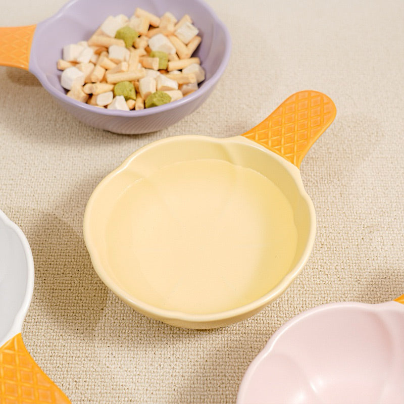 Icecream Ceramic Pet Bowl Cat Dog Feeder with Handle