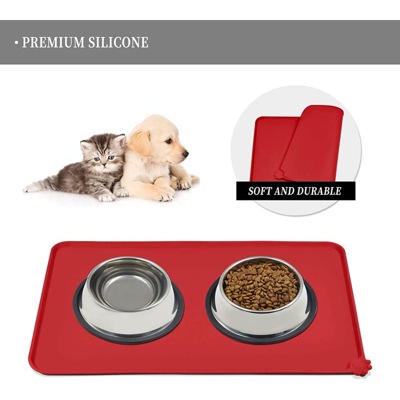 Silicone Rubber Pet Eating Tray Soft Pad Cleaning Mat Cat Dog Feeding Tray