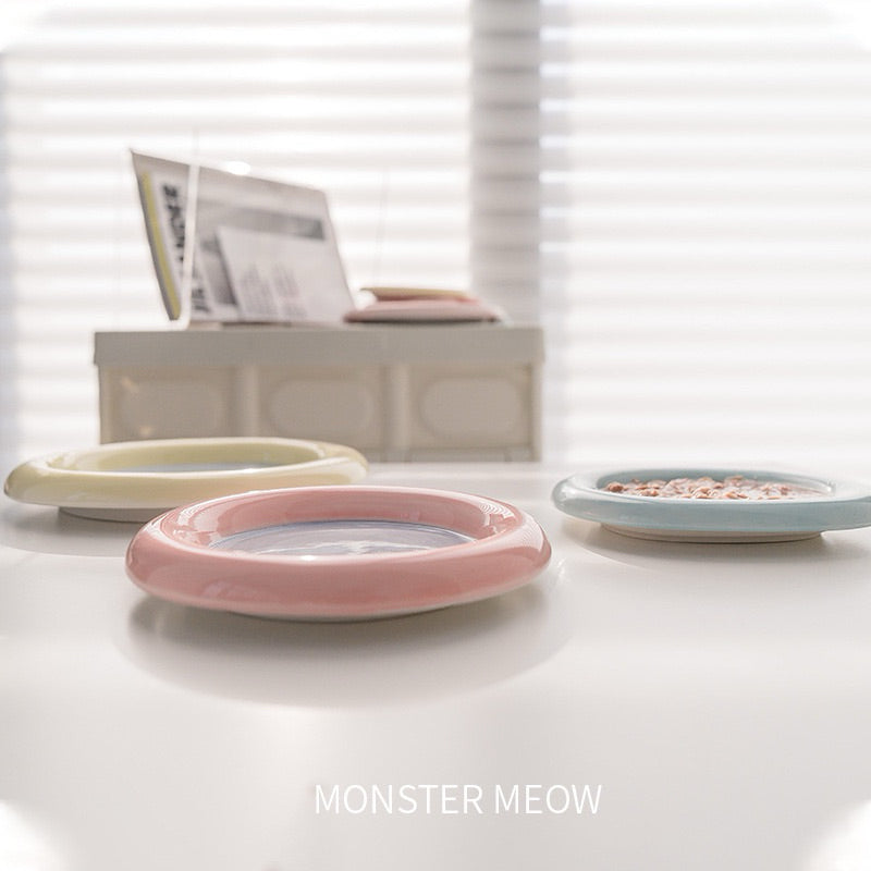 Ceramic Pet Feeding Bowl Cat Dog Feeder Thick Edge
