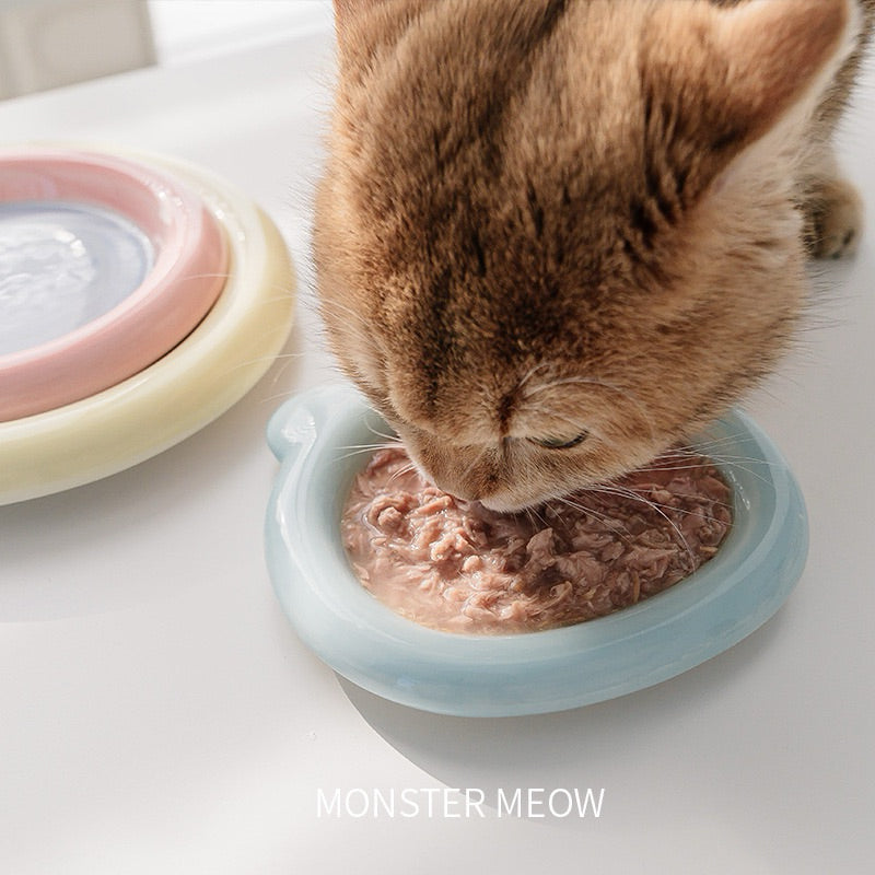 Ceramic Pet Feeding Bowl Cat Dog Feeder Thick Edge