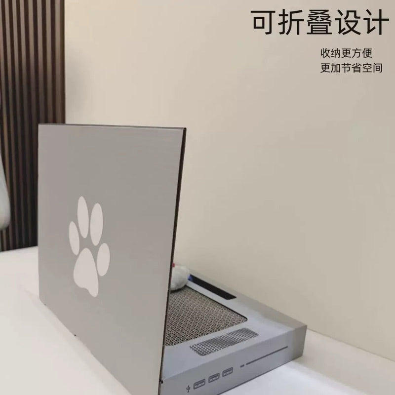 Computer Cat Scratcher w Teaser Mouse Scratching Board Kitten Bed
