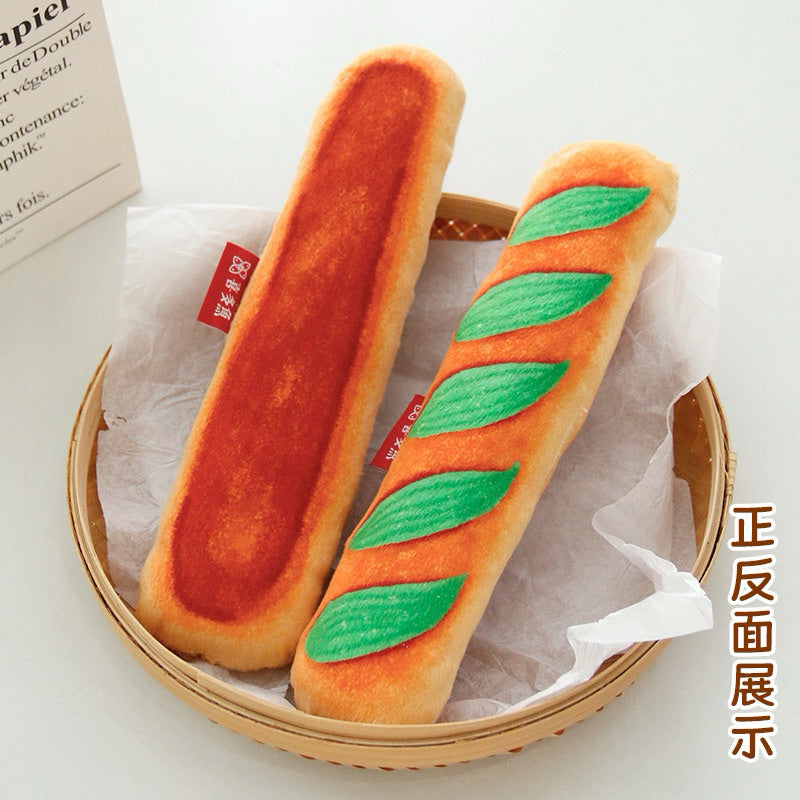 Cat Bitting Toy Toast Bread w Catnip Plastic Paper Pet Chaser