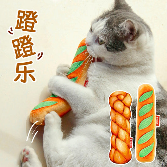 Cat Bitting Toy Toast Bread w Catnip Plastic Paper Pet Chaser