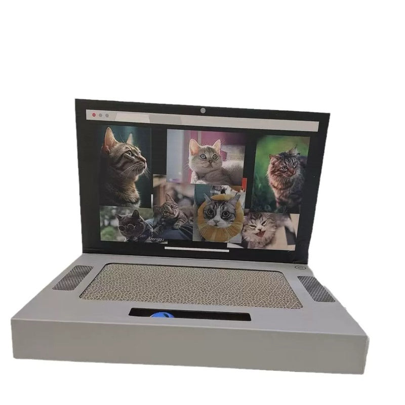 Computer Cat Scratcher w Teaser Mouse Scratching Board Kitten Bed