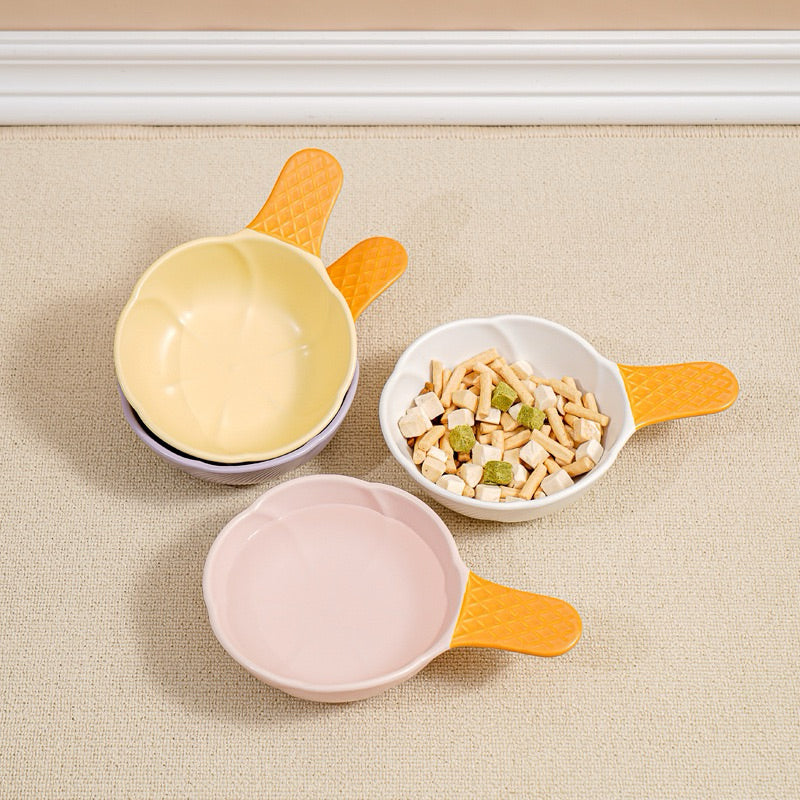 Icecream Ceramic Pet Bowl Cat Dog Feeder with Handle