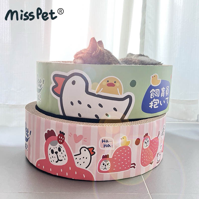 MissPet Cat Scratcher House Bed Kitten Round Scratch Board Large