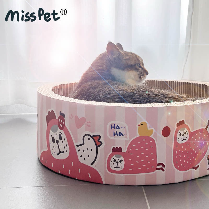 MissPet Cat Scratcher House Bed Kitten Round Scratch Board Large