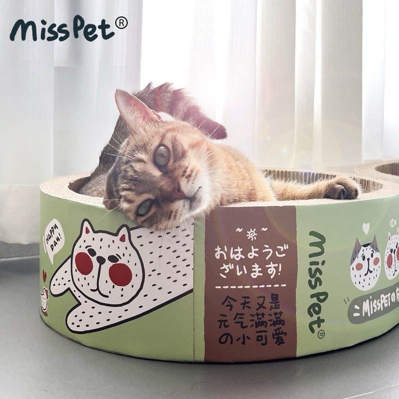 MissPet Cat Scratcher House Bed Kitten Round Scratch Board Large