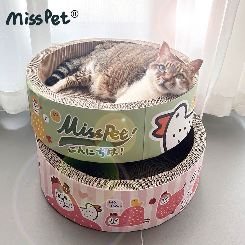 MissPet Cat Scratcher House Bed Kitten Round Scratch Board Large
