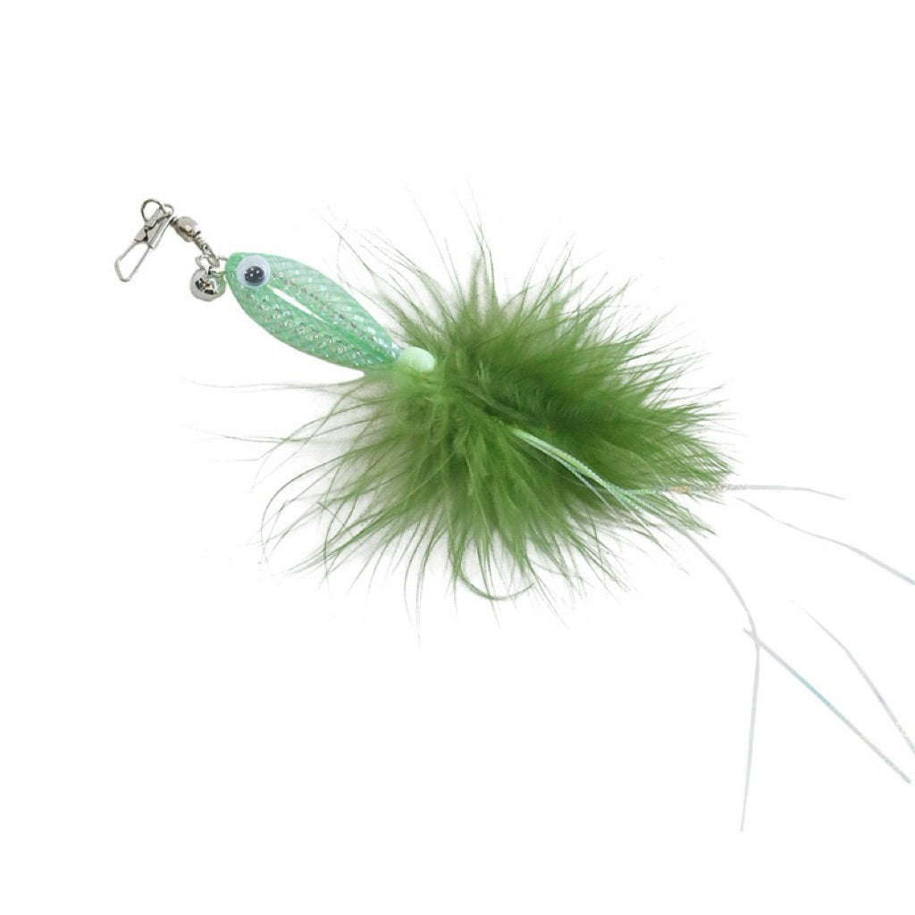 Goldfish Cat Teaser Tip Replacement Set w Feather n Bell