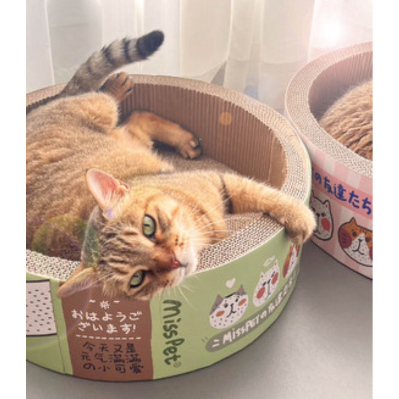MissPet Cat Scratcher House Bed Kitten Round Scratch Board Large