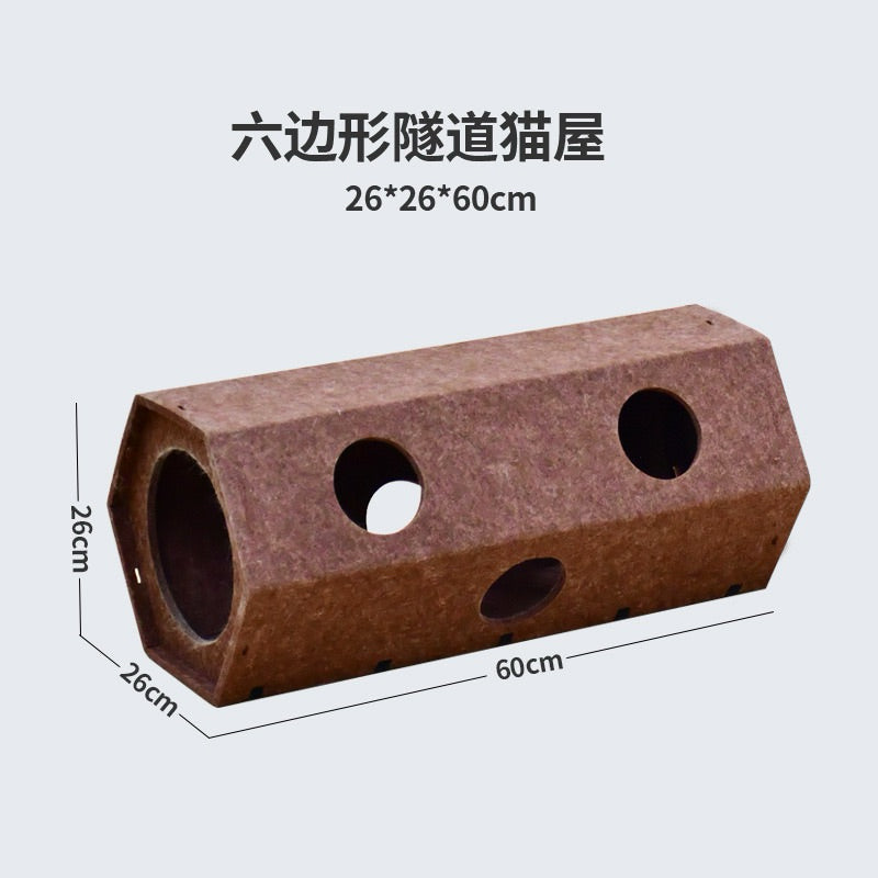 Deku Felt hexagon Tunnel Cat Toy House Scratcher Pet Bed
