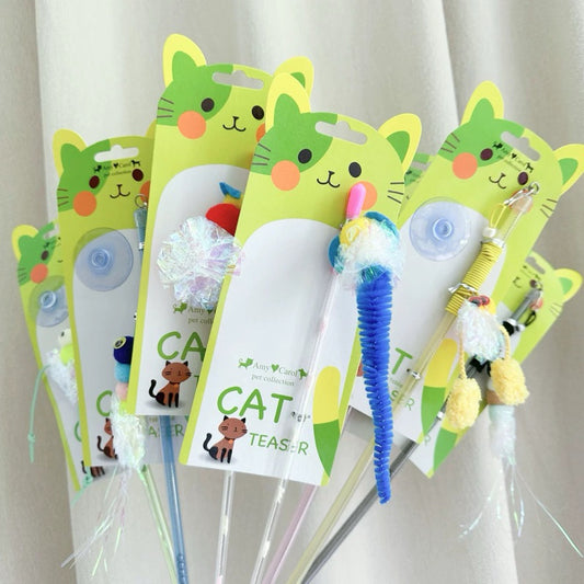 Cat Teaser Rattling Paper Ball Series Stick Wand Cat Toy Pet Chaser