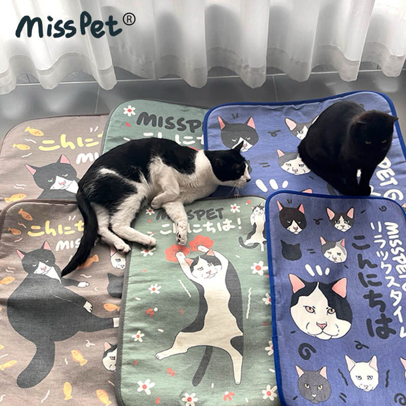 MissPet Cow Cat Black White Pet Sleeping Pad Cooling Thin Mat