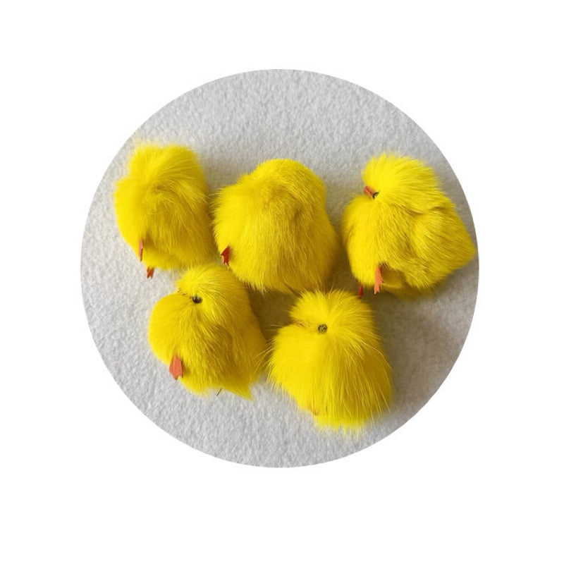 Fox Fur Little Yellow Chicken Toy for Cat Litten Pet Chaser Ball